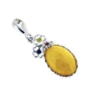 Butterscotch Amber Set In Sterling Silver and CZ Pendant