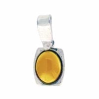 Oval Butterscotch Amber Set In Sterling Silver Pendant
