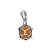 Cognac Amber Set In Sterling Silver Turtle Pendant