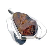 Hand-Crafted Cognac Amber Set In Sterling Silver Pendant