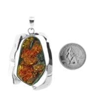Hand-Crafted Cognac Amber Set In Sterling Silver Pendant