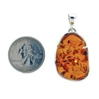 Hand-Crafted Cognac Amber Set In Sterling Silver Pendant