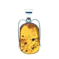 Hand-Crafted Cognac Amber Set In Sterling Silver Pendant