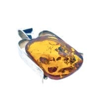 Hand-Crafted Cognac Amber Set In Sterling Silver Pendant