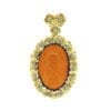 Oval Shape Light Cherry Amber Set In Vermeil Pendant