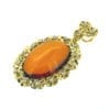 Oval Shape Light Cherry Amber Set In Vermeil Pendant - Image 2