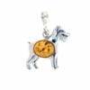 Cognac Amber Set In Sterling Silver Schnauzer Pendant