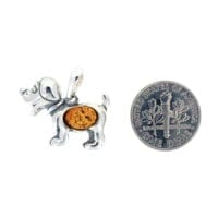Cognac Amber Set In Sterling Silver Puppy Pendant
