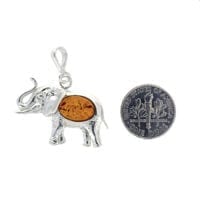 Cognac Amber Set In Sterling Silver Elephant Pendant