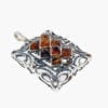 8-Stone Cognac Amber Set In Sterling Silver Artistic Pendant - Image 2