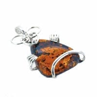 Hand-Crafted Cognac Amber Set In Sterling Silver Comic Mouse Pendant