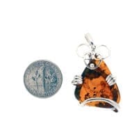 Hand-Crafted Cognac Amber Set In Sterling Silver Comic Mouse Pendant