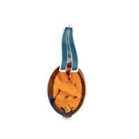 Fancy Flat Cut Cognac Amber Set In Sterling Silver Pendant
