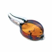 Fancy Flat Cut Cognac Amber Set In Sterling Silver Pendant