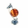 Cognac Amber Bead Set In Sterling Silver Globe Pendant - Image 2