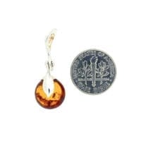 Round Shape Cognac Amber Set In Sterling Silver Pendant