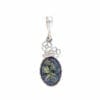 Oval Shape Green Amber Set In Sterling Silver Pendant