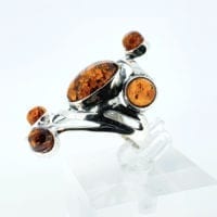 6-Stone Cognac Amber Sterling Silver Ring