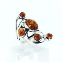 6-Stone Cognac Amber Sterling Silver Ring