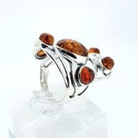 6-Stone Cognac Amber Sterling Silver Ring