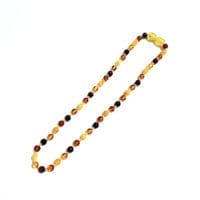 Baby Teething Necklace – Round Multi-color Amber Beads