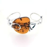 Cognac Amber Open Bangle Bracelet