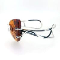Cognac Amber Open Bangle Bracelet