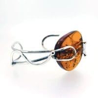 Cognac Amber Open Bangle Bracelet