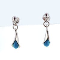 Genuine Turquoise Lily Design Dangling Earrings