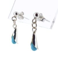 Genuine Turquoise Lily Design Dangling Earrings