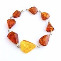 8 Cognac and Citrine Amber Link Bracelet