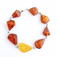8 Cognac and Citrine Amber Link Bracelet