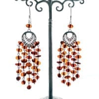 62-piece Cognac Amber Beads Dangling Earrings
