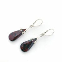 Teardrop Shape Cherry Amber Dangling Earrings