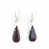 Teardrop Shape Cherry Amber Dangling Earrings