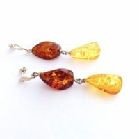 Cognac and Citrine Amber Push Back Dangling Earrings