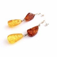 Cognac and Citrine Amber Push Back Dangling Earrings