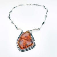 Large Cognac Amber Statement Necklace Set In Antique Sterling Silver