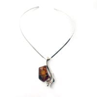 One Of A Kind Cognac Amber V-Necklace