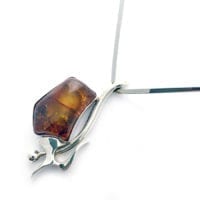 One Of A Kind Cognac Amber V-Necklace