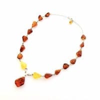 17-Stone Cognac and Citrine Amber Necklace