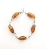 Large Oval Shape Cognac Amber Sterling Silver Link Bracelet