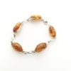Large Oval Shape Cognac Amber Sterling Silver Link Bracelet - Image 2