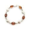 Oval Shape Cognac Amber Sterling Silver Celtic Design Link Bracelet - Image 2