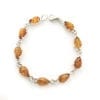 9-Stone Tear-Drop Shape Cognac Amber Sterling Silver Link Bracelet - Image 2