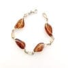 4 Hand-crafted Cognac Amber Handmade Sterling Silver Link Bracelet