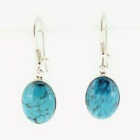 Genuine Turquoise Simple Contemporary Design Dangling Earrings