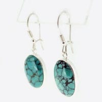 Genuine Turquoise Simple Contemporary Design Dangling Earrings