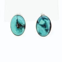 Genuine Turquoise Simple Contemporary Design Dangling Earrings