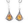 Elegant Cognac Amber Antique Design Dangling Earrings